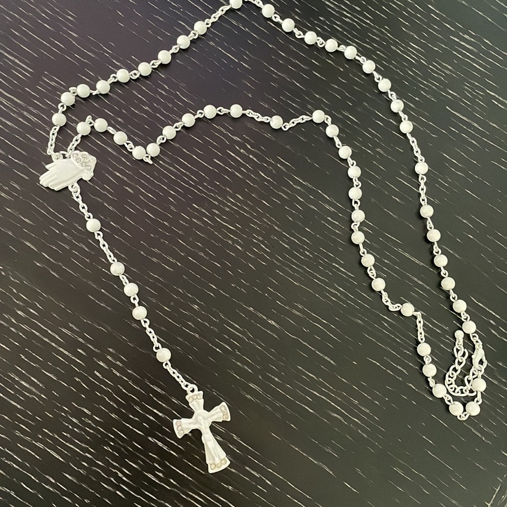 White Beaded Rosary